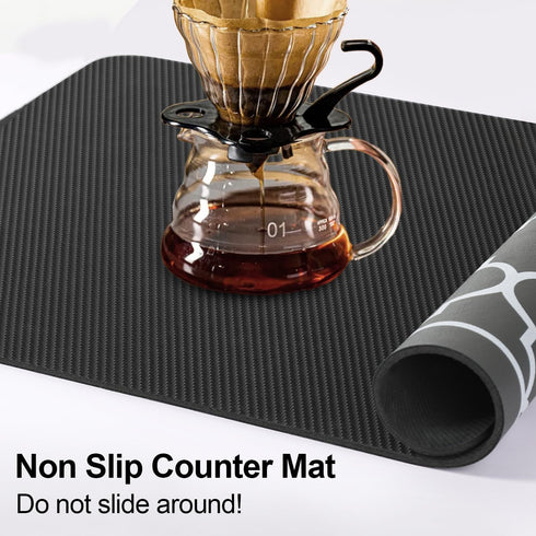 19"x 12" Counter Absorbent Dish Drying Mats for Baby Bottle Dish Rack, Coffee Maker Mat Easy to Clean Non-slip Rubber