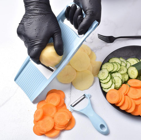 5 in 1 Mandoline Slicer for Kitchen, Blue Vegetable Slicer Multi Blade, Veggie Shredder, Potato Chip Cutter, Julienne