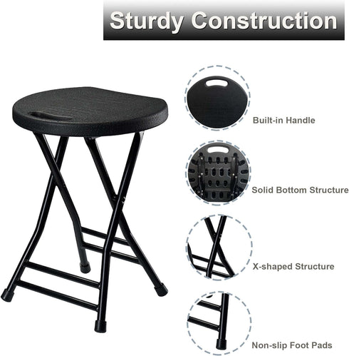 Folding Stool with Handle, 600lbs Capacity, Folding Chair, Indoor and Outdoor Foldable Stool for Adults, 13"×11.5"×18"