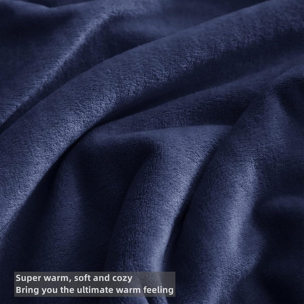 KMUSET Navy Fleece Blanket Throw Size, Lightweight Super Soft Cozy Luxury Microfiber Bed Blanket