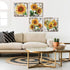 Sunflower Wall Art Bathroom Decor - Rustic Kitchen Yellow Flower Canvas Prints, 12x12" 4Pcs