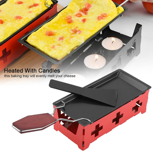 Portable Non Stick Cheese Raclette Rotaster,Home Kitchen Grilling Tool,Raclette Cheese Melter,Baking Pan for Raclette Grill, Raclette Set,Mini Raclette Grill Candle Stove