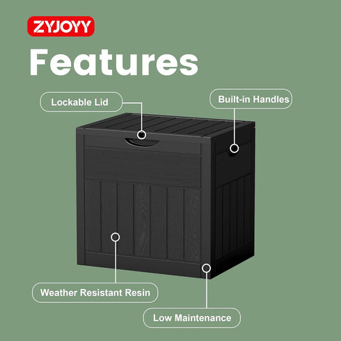 33 ZYJOYY Gallon Resin Deck Box Waterproof Outdoor Storage Box and Patio Furniture Side Table for Pool Accessories