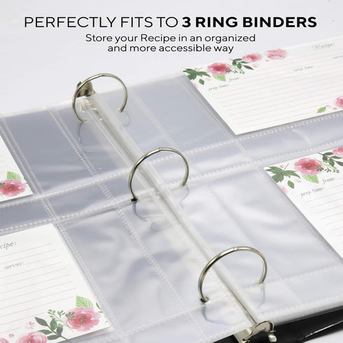 20 Pack Clear Recipe Card Page Protectors, 4" x 6", 2 Pockets Per Page, Holds 4 Cards, Perfect for Organizing Recipes