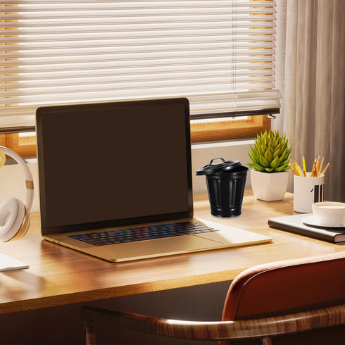 Mini Trash Can, Desk Trash Can with Lid for Office, Countertop Tiny Waste Basket, Black Bathroom Garbage Can