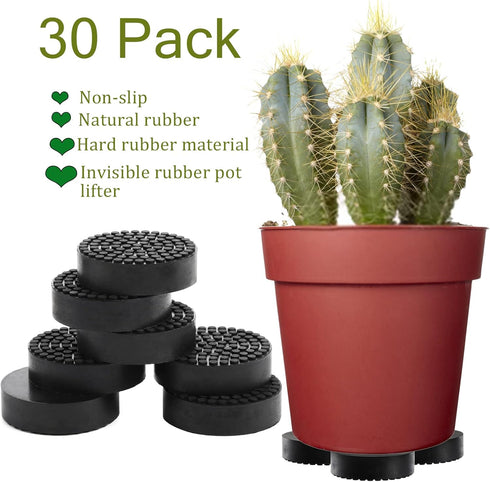 Yesland 30 Pack Rubber Pot Feet - Invisible Plant Risers 1.8 Inch Non-slip Solid Rubber for Patios, Decks, Gardens