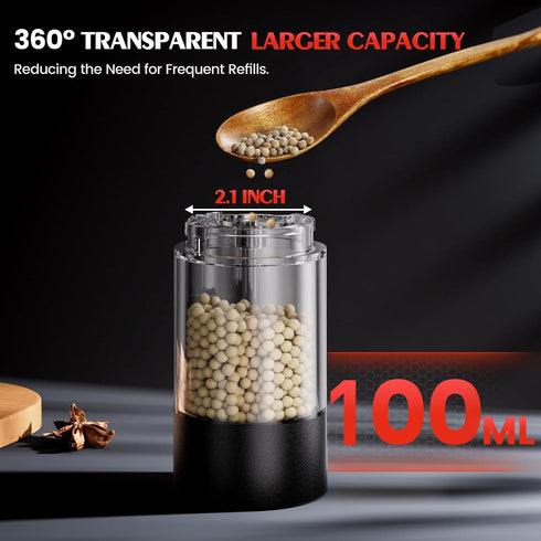 Set Electric Salt and Pepper Grinder Automatic Battery Pepper Mill Shakers Adjustable Coarseness Upgraded Larger