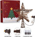 Rattan 3D Star Tree Topper, 12" Rustic Rattan Star with Built-in 10-Bulb String Lights for Christmas Decoration