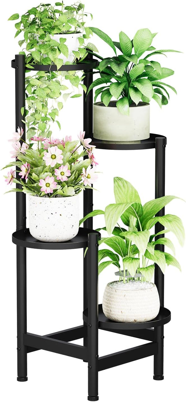 Furshus Metal Plant Stand for Indoor Outdoor,Corner Tall Plant Shelf for Multiple Plants,4