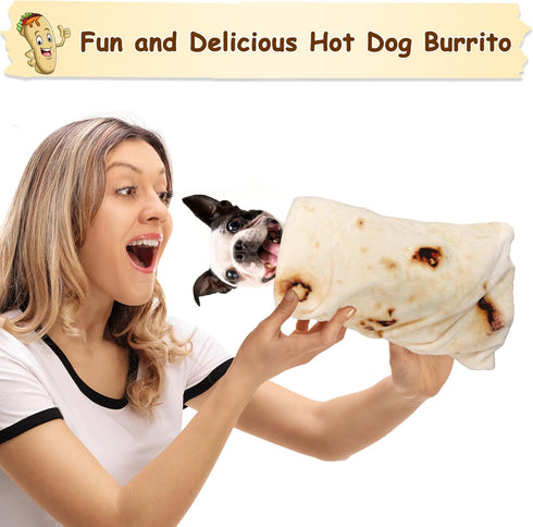 mermaker Burritos Tortilla Throw Blanket 2.0 Double Sided 47 inches for Adult and Kids, Giant Funny Realistic Food Blanket, 285 GSM Novelty Soft Flannel Taco Blanket (Yellow Blanket-Double Sided) by mermaker