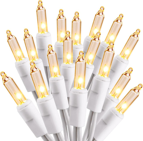 ODEETRONIC Incandescent Christmas Lights, 21.63ft 100 Count Clear Christmas Mini Lights Connectable,