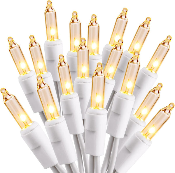 ODEETRONIC Incandescent Christmas Lights, 21.63ft 100 Count Clear Christmas Mini Lights Connectable,