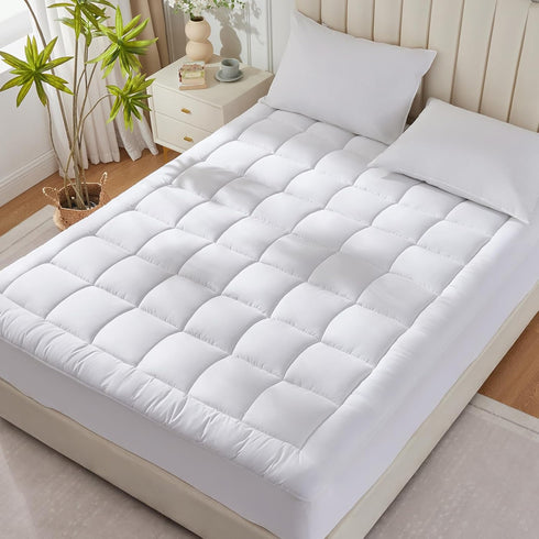 CozyLux Queen Mattress Pad 450GSM Cotton Cover, Deep Pocket Mattress Topper, Non-Slip Breathable and Soft Quilted