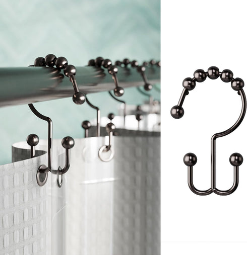 Zenna Home Metal Double Glide Shower Rings, Oil Rubbed Bronze – Set of 12 Heavy Duty, Rust-Resistant Rings