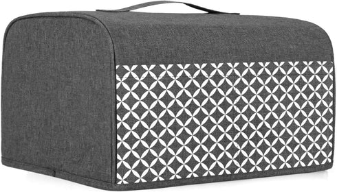 Yarwo 4 Slice Toaster Cover, Gray with Grid, Fits Most Long Slot Toasters, Pockets and Top Handle