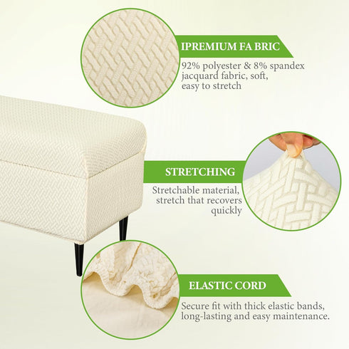Ottoman Covers, Stretch Folding Storage Stool Slipcover Furniture Protector, Rectangle Bench Footstool Cover