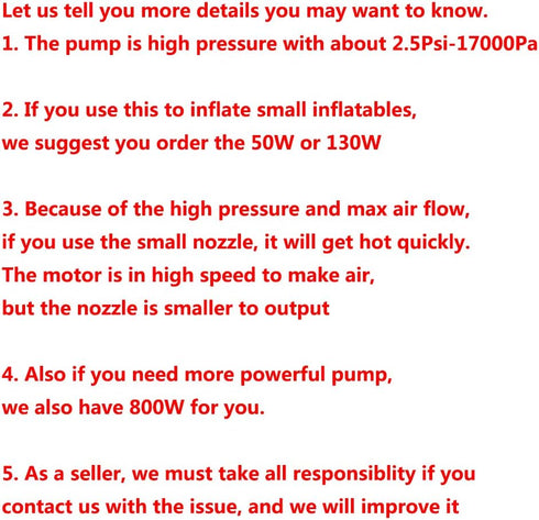 BOMPOW Electric Air Pump for Inflatables, AC (110V), 600W, 20L/min, Black, 4 Detachable Nozzles