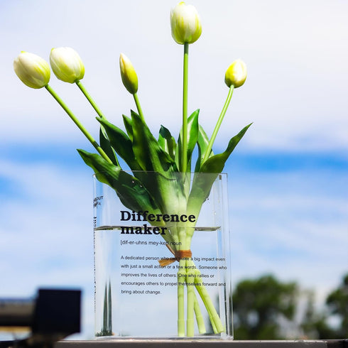 BuyCard Clear Acrylic Book Vase for Flowers, Transparent Flower Vase for Home Decor, Simplicity Bookshelf Decor, Unique