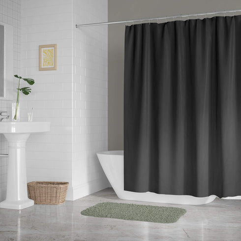 DII Lightweight Shower Curtain Liner, Waterproof with Reinforced Grommet Holes, 70x72, Black