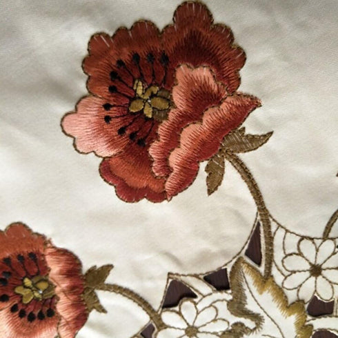 23"x47"Red USTIDE Embroidery Flower Table Runner Roses Design Table Overlays Durable Cut Work Table Cloths Table Cover