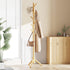 Pipishell Sturdy Wooden Coat Rack Stand, Adjustable Free Standing Tree Hanger with 4 Sections & 8 Hooks for Home