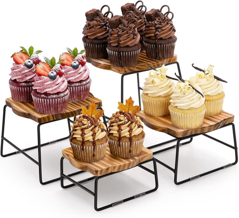 ZENFUN 4 Piece Wood Buffet Risers, Dessert Table Risers Food Display Riser,