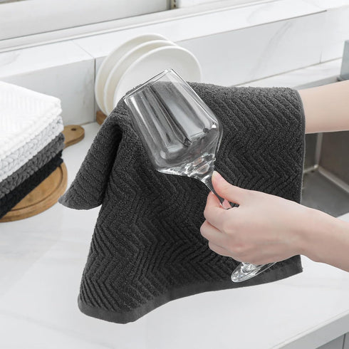 QAJ 100% Set, Pack 8 16" 25" 13" 13" (400 Cotton Kitchen Towels and Dishcloths of Super Absorbent x Kitchen Towels
