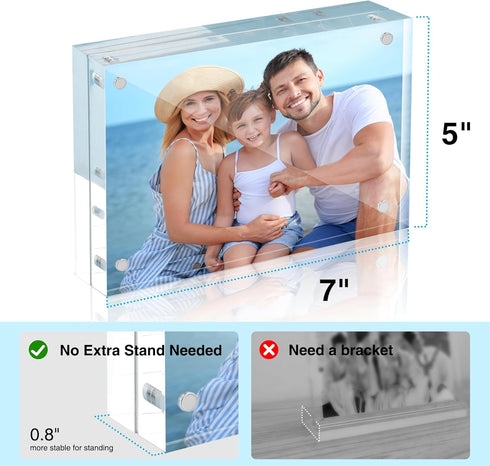 5x7, 1 Pack 5x7 5 7 5x7 HOUSE DAY Acrylic Picture Frames Magnetic Picture Frame, Double Sided Clear x Photo Frame