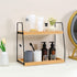 ZOBONETI Counter Countertop 2 Counter Bamboo Bathroom Organizer, Wooden Bathroom Sink Organizer, Ties Vanity Top Shelf