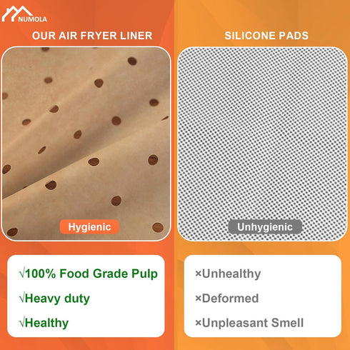Numola 100 Pcs Air Fryer Liners, Disposable Parchment Paper, 8 Inch Perforated Sheets for Baking