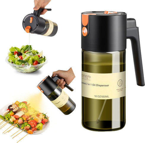 Glass 2 In 1 Olive Oil Dispenser Bottle for Kitchen Gadgets, Olive
