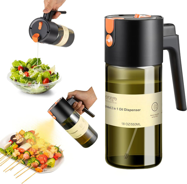 Glass 2 In 1 Olive Oil Dispenser Bottle for Kitchen Gadgets, Olive
