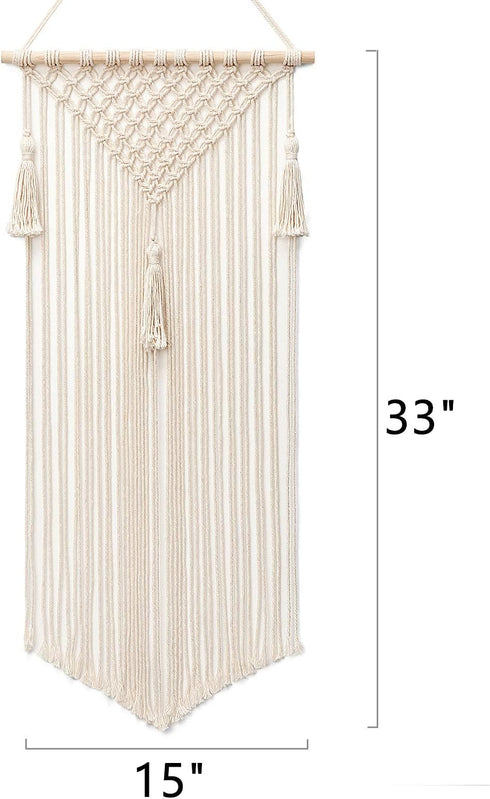 Mkono Macrame Hair Bow Holder, Hanging Clips Hanger Organizer for Baby Girls Room, Ivory (Clips Not Included)
