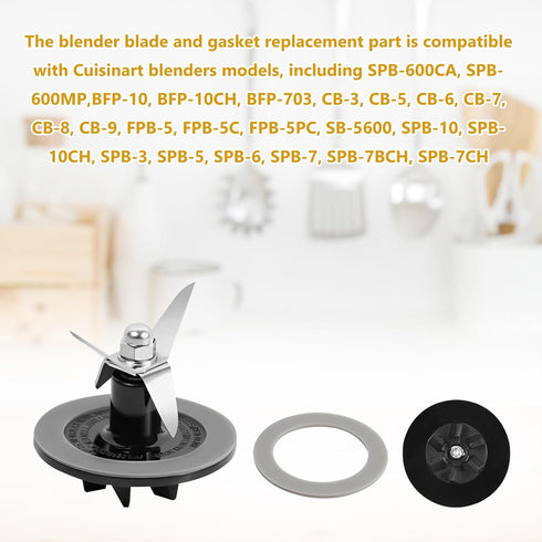Replacement Parts Blender Blade Assembly, 2 Pieces Gaskets for Cuisinart CBT-500, SB5600, CB600