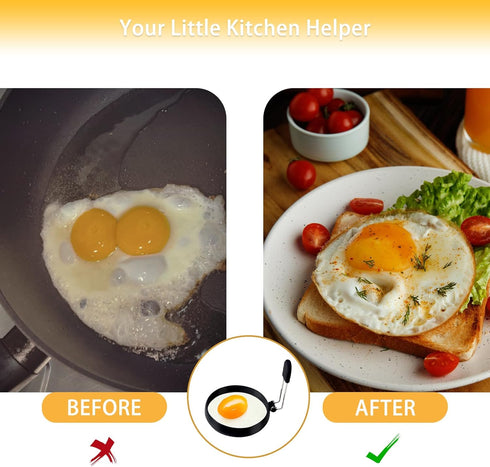 YOLCAR 2 Pack Black Nonstick Silicone Egg Rings, Upgraded Leak-proof Liquid Egg Bite Mold, Egg Mold for Frying eggs