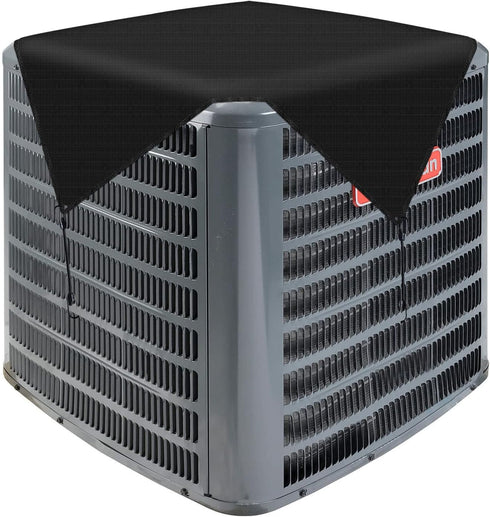 Patio Outdoor AC Unit Cover, 28"x28" Solid Black for Winter Air Conditioner Compressor with Bungee Cords