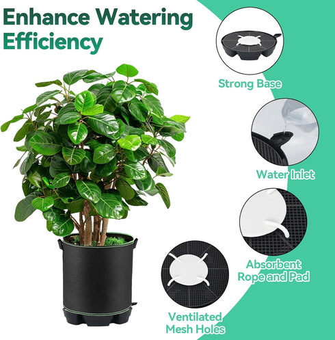 4-Pack 5 OTraki Self Watering Fabric Pot Base, Auto Watering System for Gallon Fabric Pots, Plastic Plant Saucer Stand