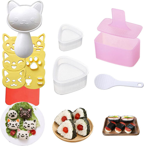 Rice Ball Maker - 3 Pack Onigiri & Sushi Mold Kit for Kids, Triangle Musubi Maker Press for Bento Box Accessories