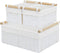 Vagusicc Wicker Storage Basket, Set of 3 Hand-woven Baskets for Organizing, Large Cube Storage Bins with Handles, White