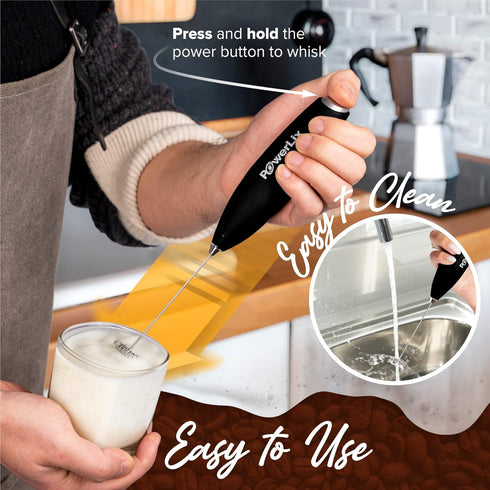 PowerLix Handheld Milk Frother, 19000 RPM Battery Operated Foam Maker for Coffee, Latte, Cappuccino