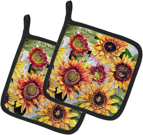 Caroline's Treasures 8766PTHD Pair of Sunflowers Pot Holders, Kitchen Heat Resistant Oven Hot Pads, 7 1/2 x 7 1/2