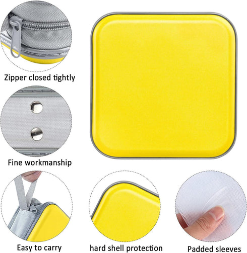 CD Case, 40 Capacity Hard Plastic CD/DVD Holders Wallet, Storage Binder for Car Home Office Travel (Yellow)