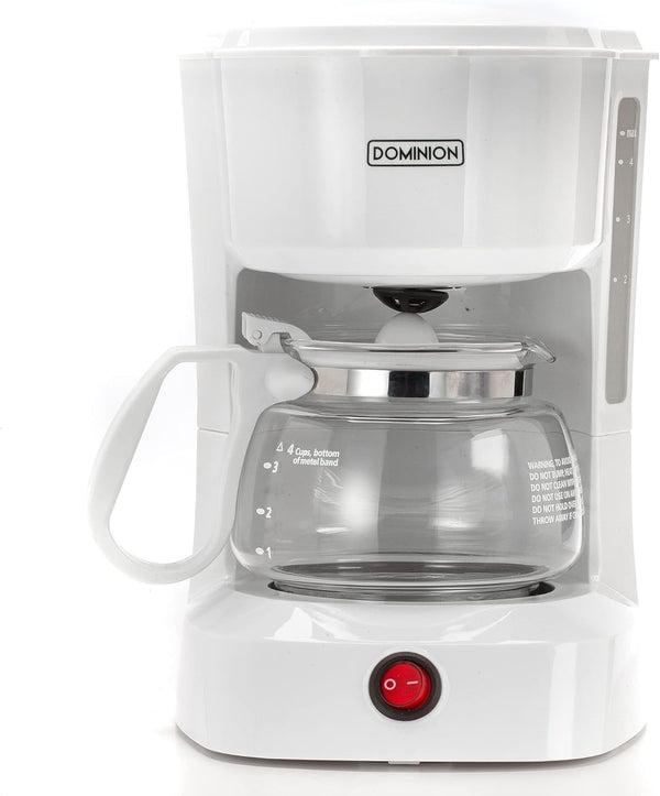 Dominion 4-Cup Compact Coffeemaker, Quiet Operation with On/Off LED Indicator Light and Auto Pause Feature