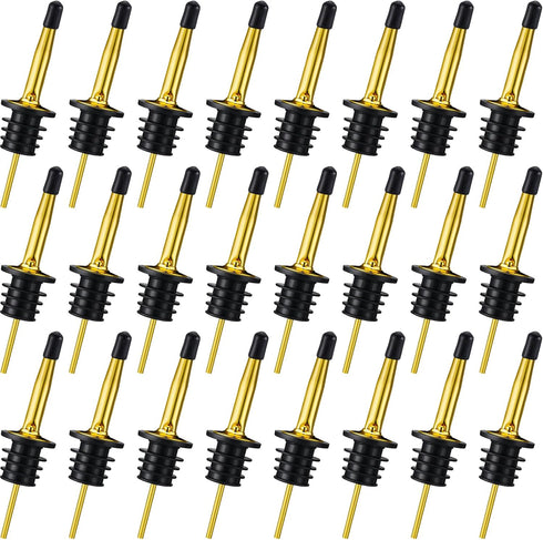 CHENGU 48 Pcs Stainless Steel Bottle Pourers Tapered Liquor Pourers with Rubber Dust