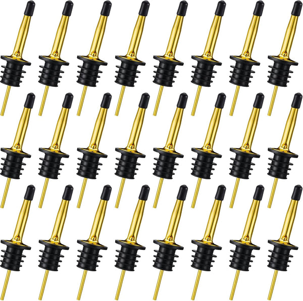 CHENGU 48 Pcs Stainless Steel Bottle Pourers Tapered Liquor Pourers with Rubber Dust