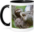 3dRose Brown-Throated Sloth Wildlife Mug, Corcovado Costa Rica, 11 oz, Black/White