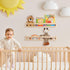 24Inch Set 2 Fun Memories Nursery Book Shelves, Floating Shelf for Wall, Wall Bookshelf for Kids Solid Wood Wall