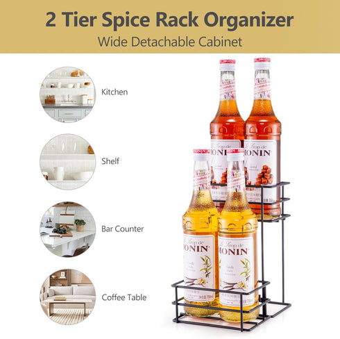 kimilus 4 Bottle Coffee Syrup Organizer Coffee Syrup Rack for Coffee Bar Kitchen Small Wine Rack for Bar Family Storage