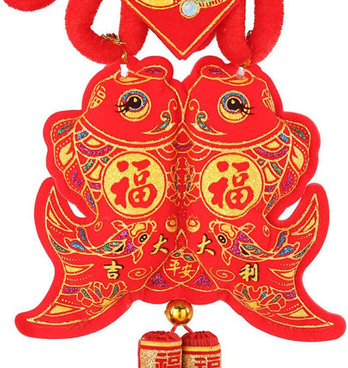 2 Pack Chinese Knot Tassel New Year Decoration, Traditional Red Lucky Pendant Ornaments for Home Decor