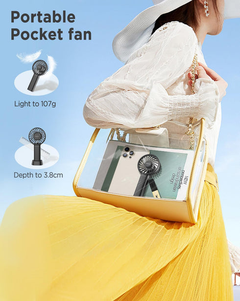 EasyAcc Mini Portable Handheld Fan, 3 Speed USB C Rechargeable Battery Operated Cooling Fan for Travel (Black)